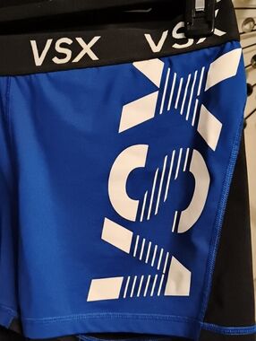 VSX Blue Athletic Shorts with White Logo Detail